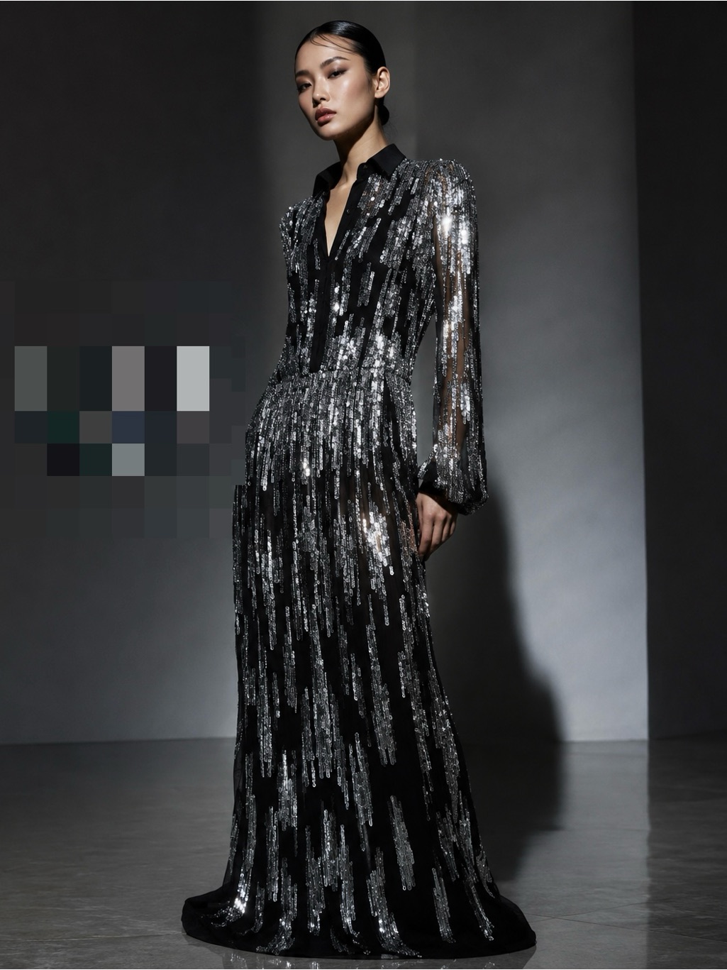 Black Sequin Maxi Dress With Embellishment Brand Oo La La Brand New W Tag